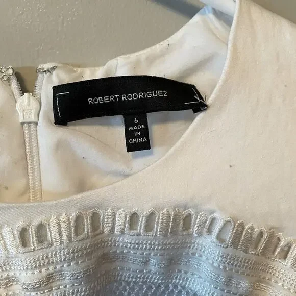 Robert Rodriguez “kuba” white fit and flare embroidered dress spring summer - Picture 5 of 9